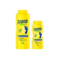 ISANA - Talco Para Pies Triple Acción Pack 2 Envase 240 g + 60 g
