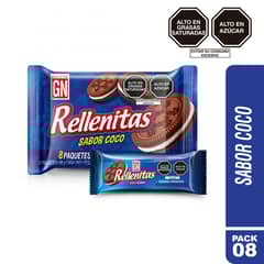 GN - Galletas GN Rellenitas Sabor Coco Empaque 8 Und