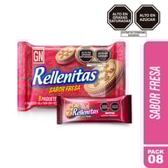 GN - Galletas GN Rellenitas Sabor Fresa Empaque 8 Und