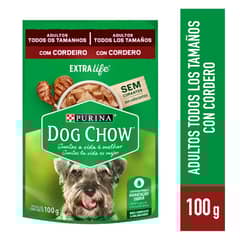 DOG CHOW - Alimento húmedo para perros Dog Chow Adultos todos los tamaños con Cordero 100gr