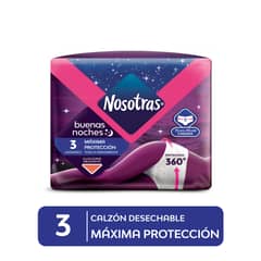 NOSOTRAS - Calzón Nosotras Nocturno Máxima Protección Talla S Empaque 3 Und