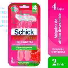SCHICK - Máquina De Afeitar Schick Mujer Quattro You Aroma Frambuesa Pack 2 Und