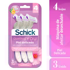 SCHICK - Maquina Afeitar Desechable Schick Quattro 4 Women Piel Delicada 3 Unidades