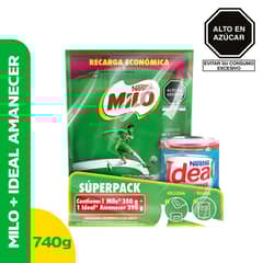 MILO - Pack Alimento Milo 350 g + Mezcla Láctea Ideal Amanecer 390 g