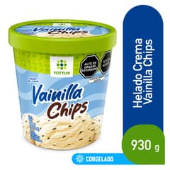 TOTTUS - Helado Crema Vainilla Con Chips Envase 930 mL