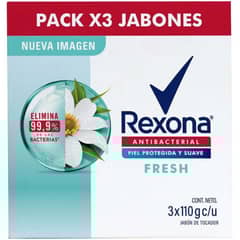 REXONA - JABON TDOR REXONA ANTBACT FRESH 110GX3